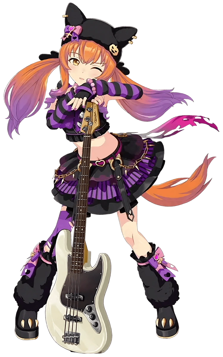 Uma Musume Pretty Derby, illustration de Mayano Top Gun habillée de sa tenue Rocking☆MewMeow