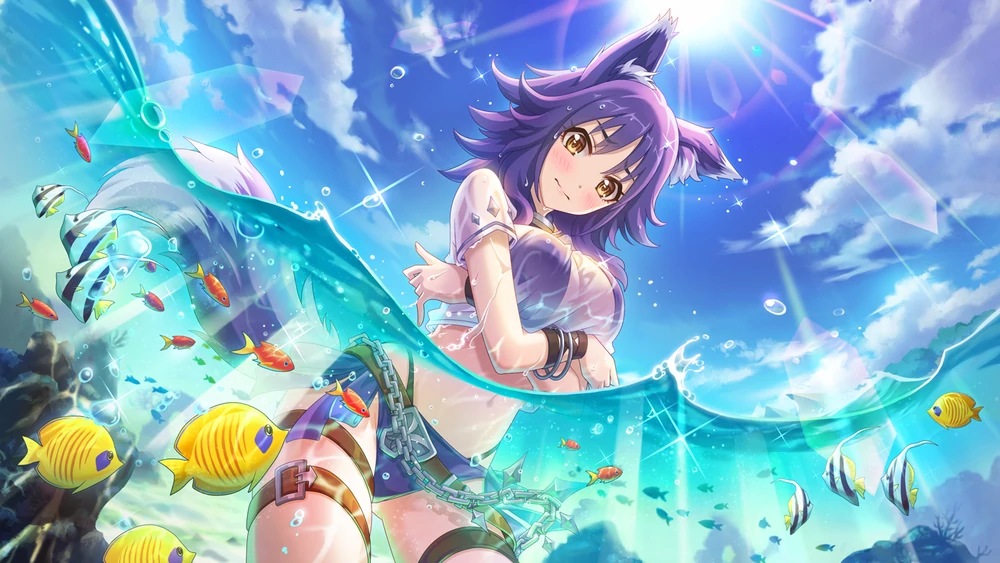 Illustration de la carte Summer 3 étoiles de Makoto, disponible dans le jeu 
