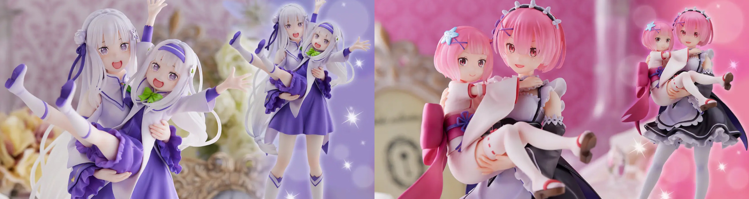 Figurine ReZero kara Hajimeru Isekai Seikatsu - Emilia et childhood Emilia - Ram et childhood Ram - S-Fire - Sega