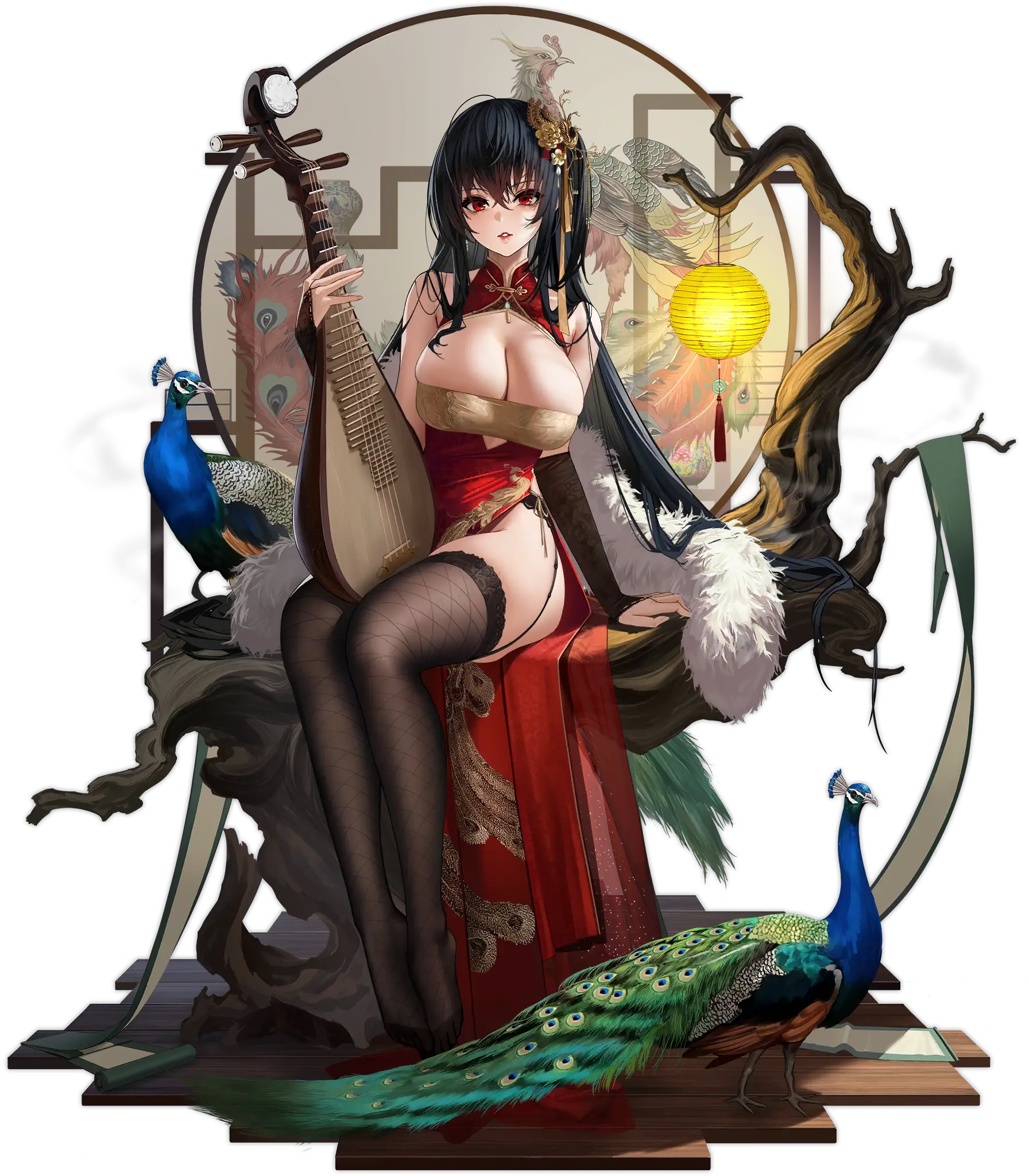 Taihou du jeu Azur Lane dans son skin Phoenix's Spring Song, illustration par Yunsang.
