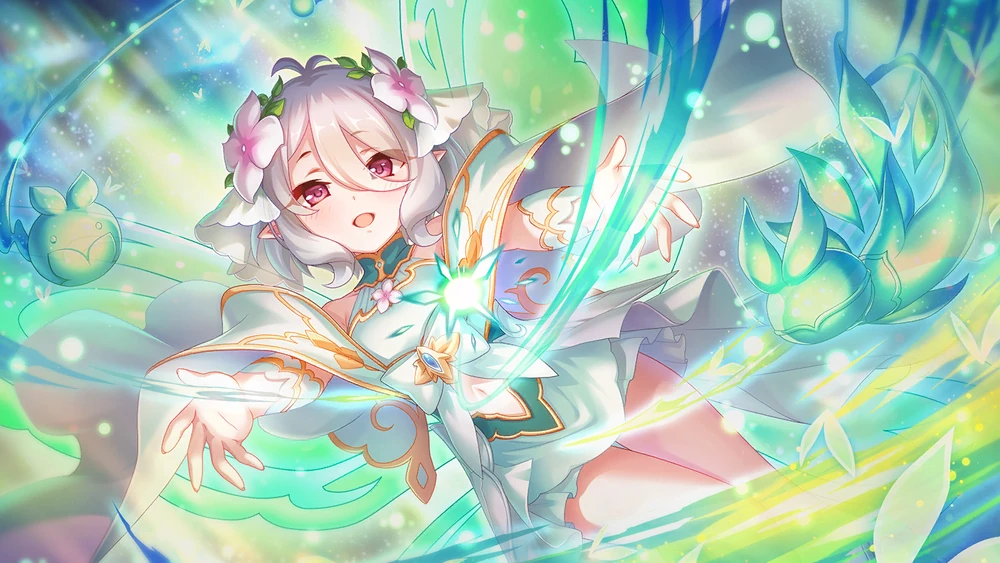 Illustration de Kokkoro Natsume dans son skin Princess, retrouvable dans le jeu "Princess Connect! Re:Dive"
