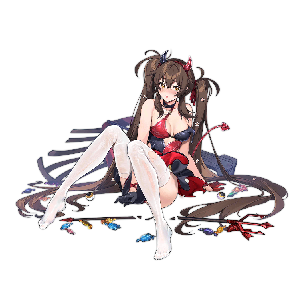 Illustration du Skin "Gretel the Witch (Heavy Damage)" de la collection Eclipse Saga, mettant en scène le personnage de QBZ-97 (Type 97) du jeu "Girls' Frontline", dessinée par l'artiste Nagu.