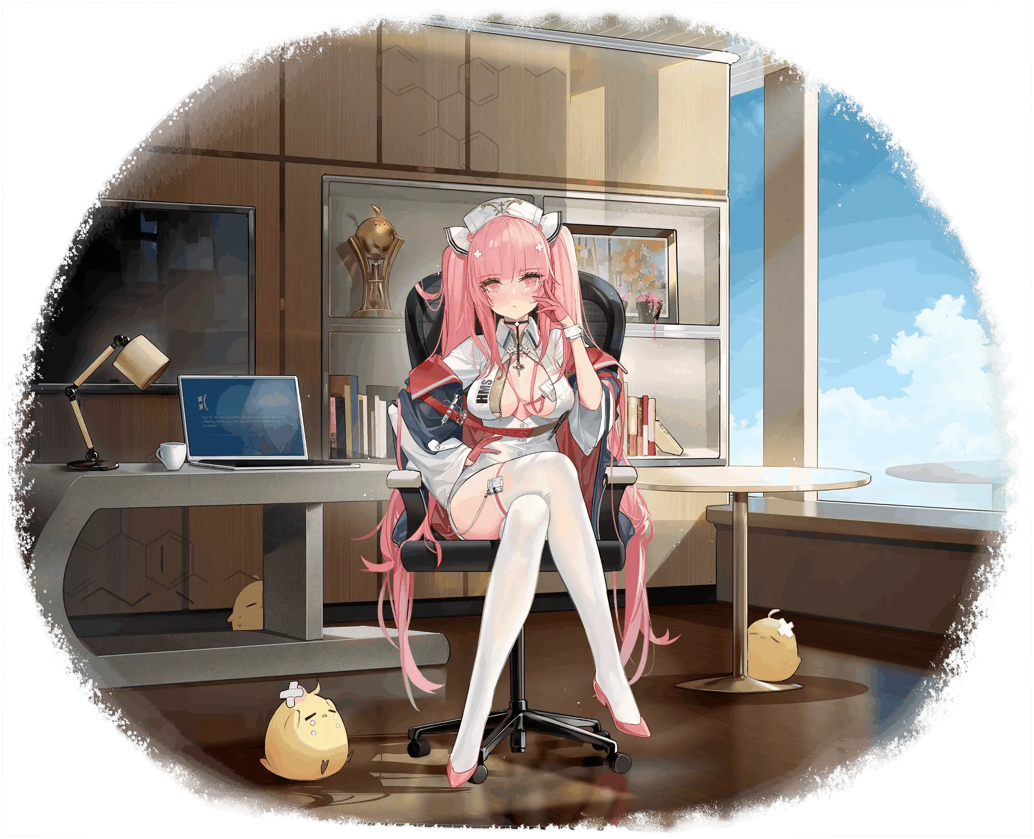 Illustration du skin : "Unfamiliar Duties" du personnage Perseus, du jeu "Azur Lane", dessinée par Kincora.