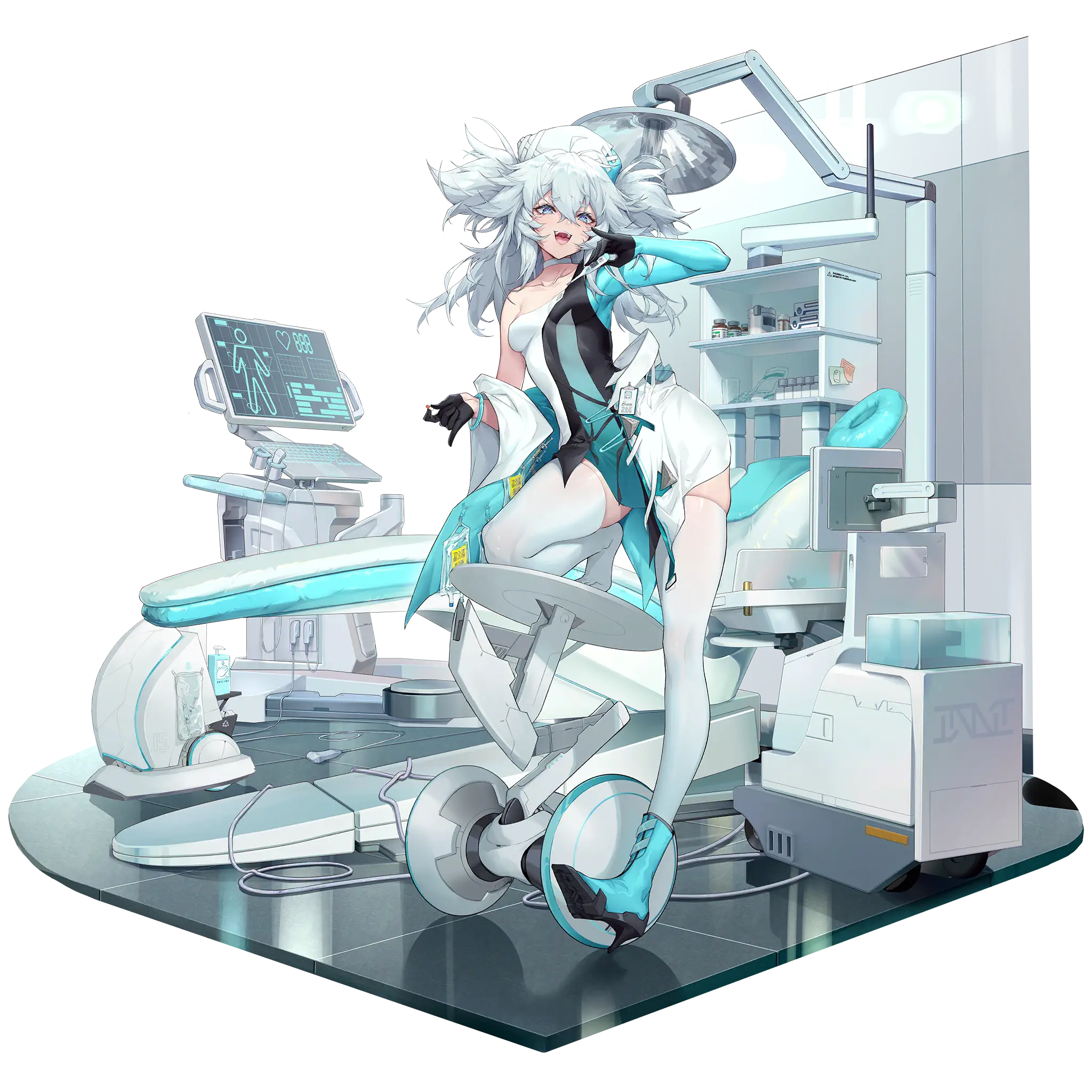 Illustration de la projection ultime "Devil in White" du personnage de Florence, dessinée par Tororo Shanyao (药锅锅) disponible dans le jeu pour smartphone "Girls' Frontline Neural Cloud".