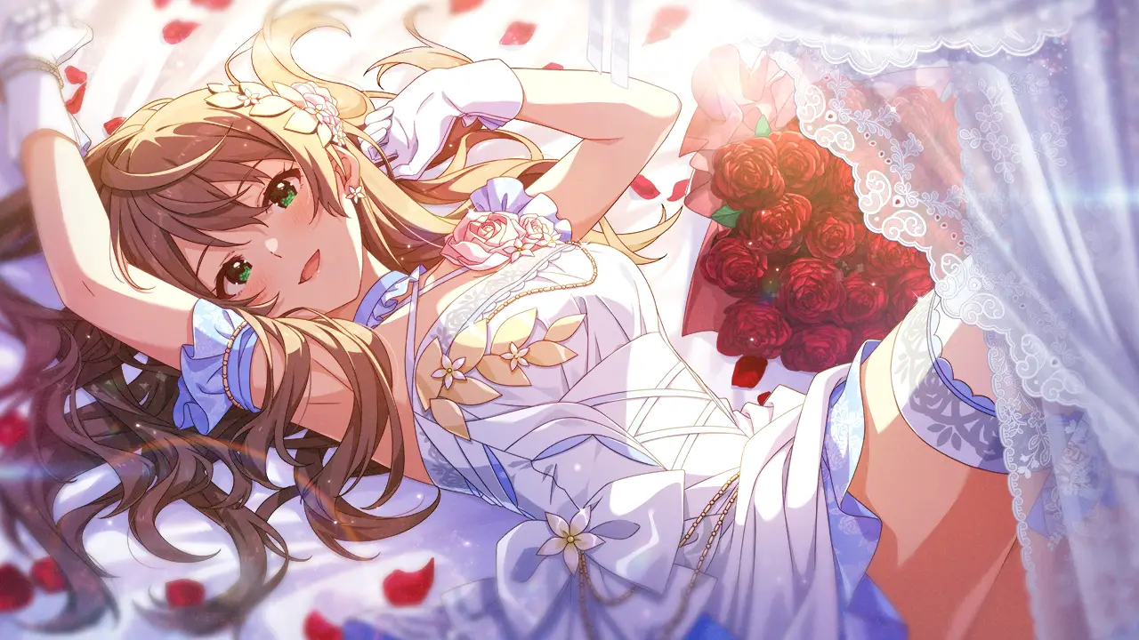Illustration de la carte SSR8+ [To You, My Dear]+ de l'idole Kaori Sakuramori, dans les jeu "iDOLM@STER Million Live!".