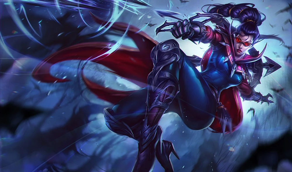 Illustration du skin originale du personnage de Vayne la Chasseresse Nocturne (The Night Hunter), disponible dans le plus populaire des jeux "League of Legends"