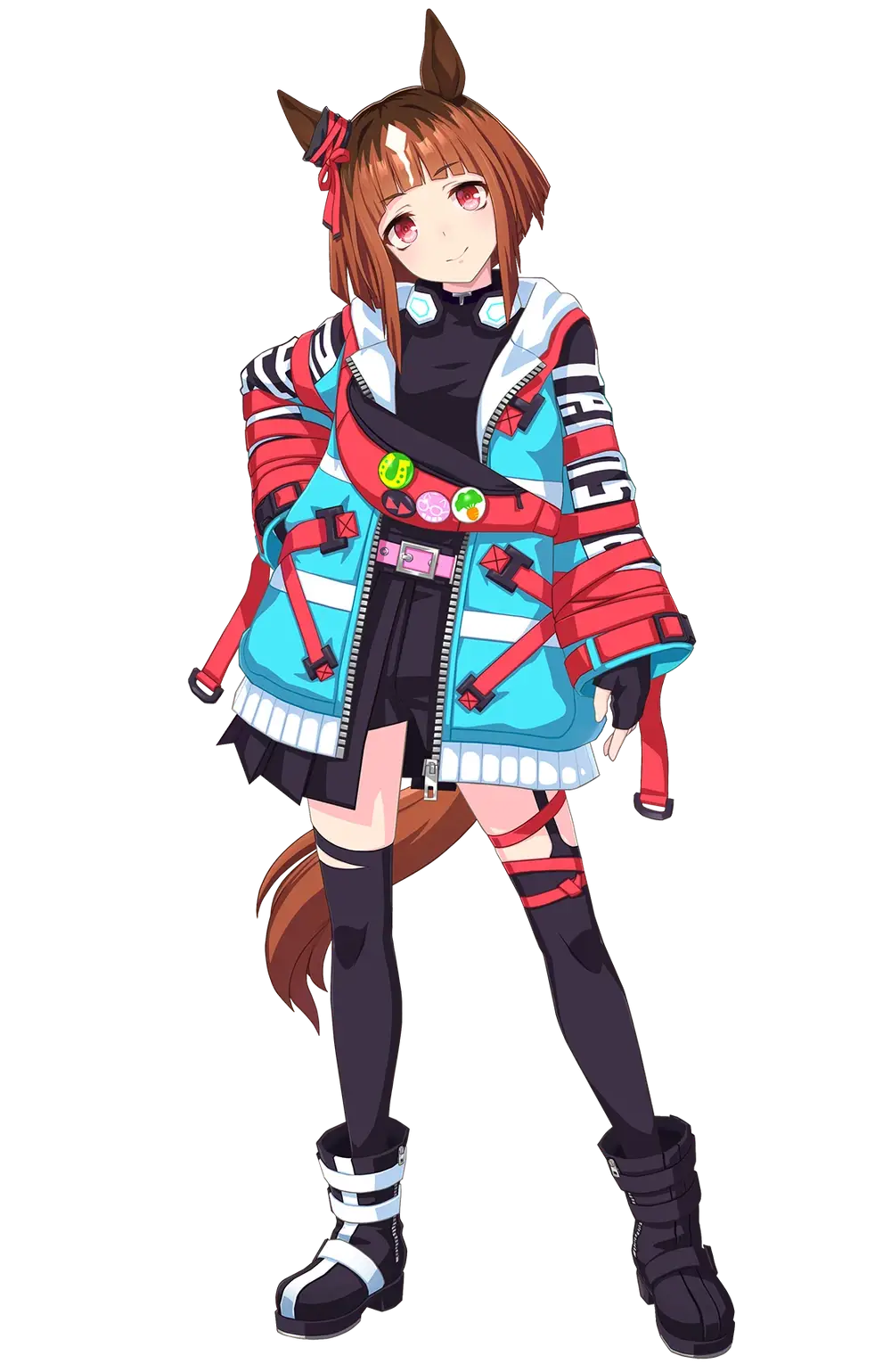 "Uma Musume Pretty Derby", illustration de Transcend habillée de sa tenue de course.