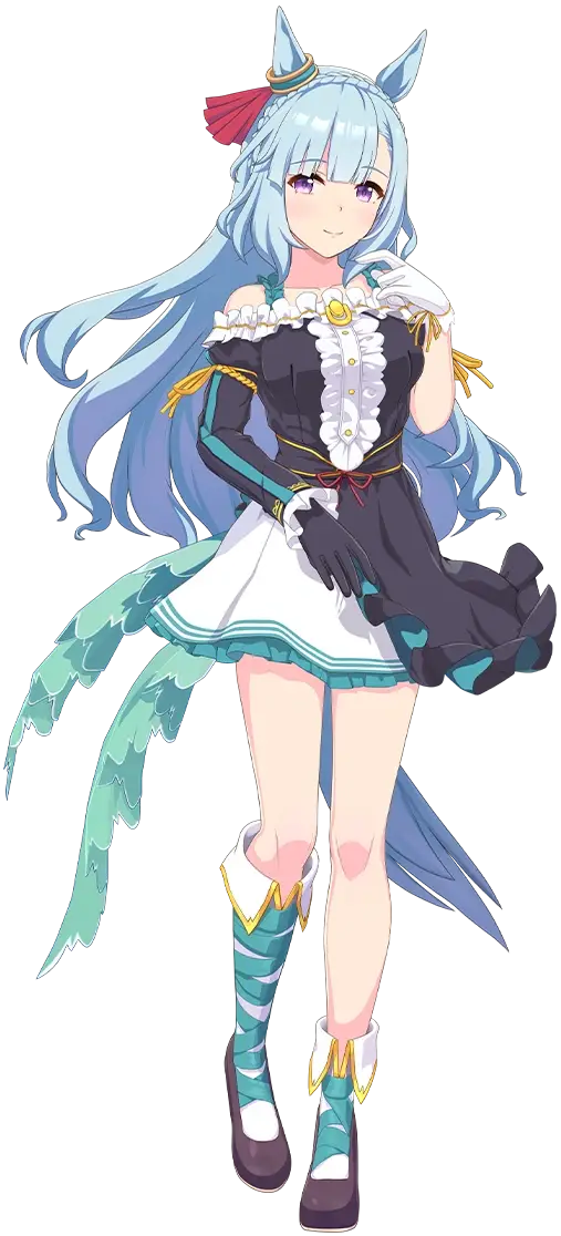 "Uma Musume: Pretty Derby", illustration de Mejiro Ardan habillée de sa tenue de course : Clinochlore Line.