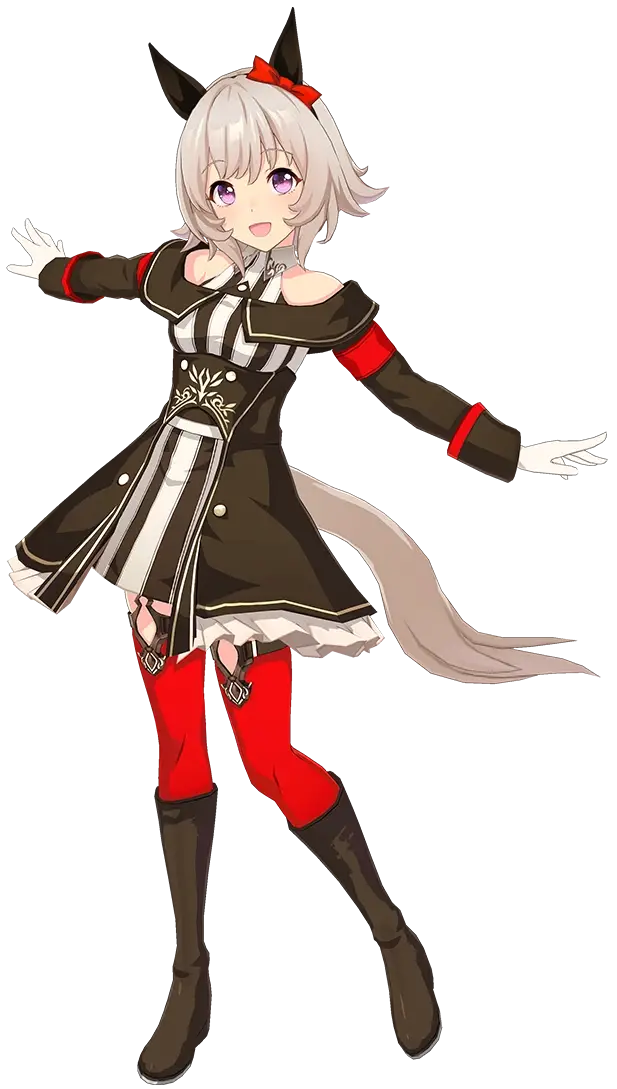 "Uma Musume: Pretty Derby", illustration de Curren Chan habillée de sa tenue de course : Fille Éclair.