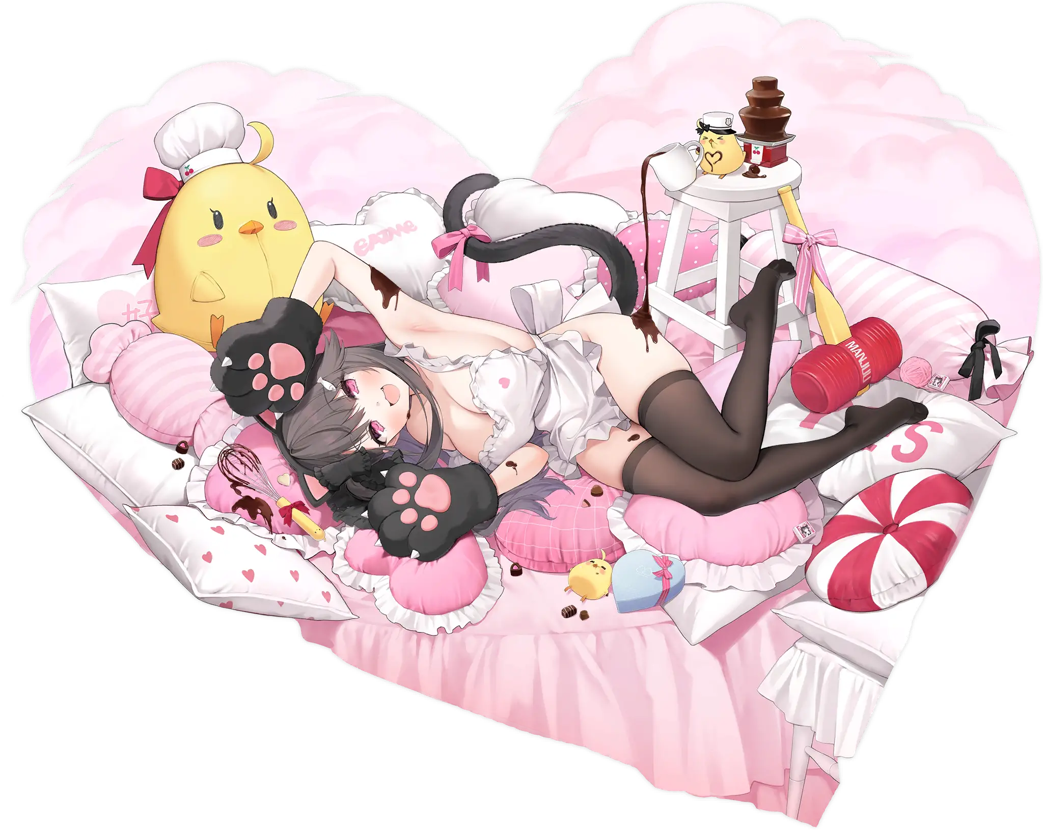 Illustration dessinée par Byulzzi, représentant le Croiseur léger de la faction Northern Parliament de classe Bogatyr du jeu "Azur Lane", Pamiat' Merkuria dans son skin "Mercurial Chocolate Love".
