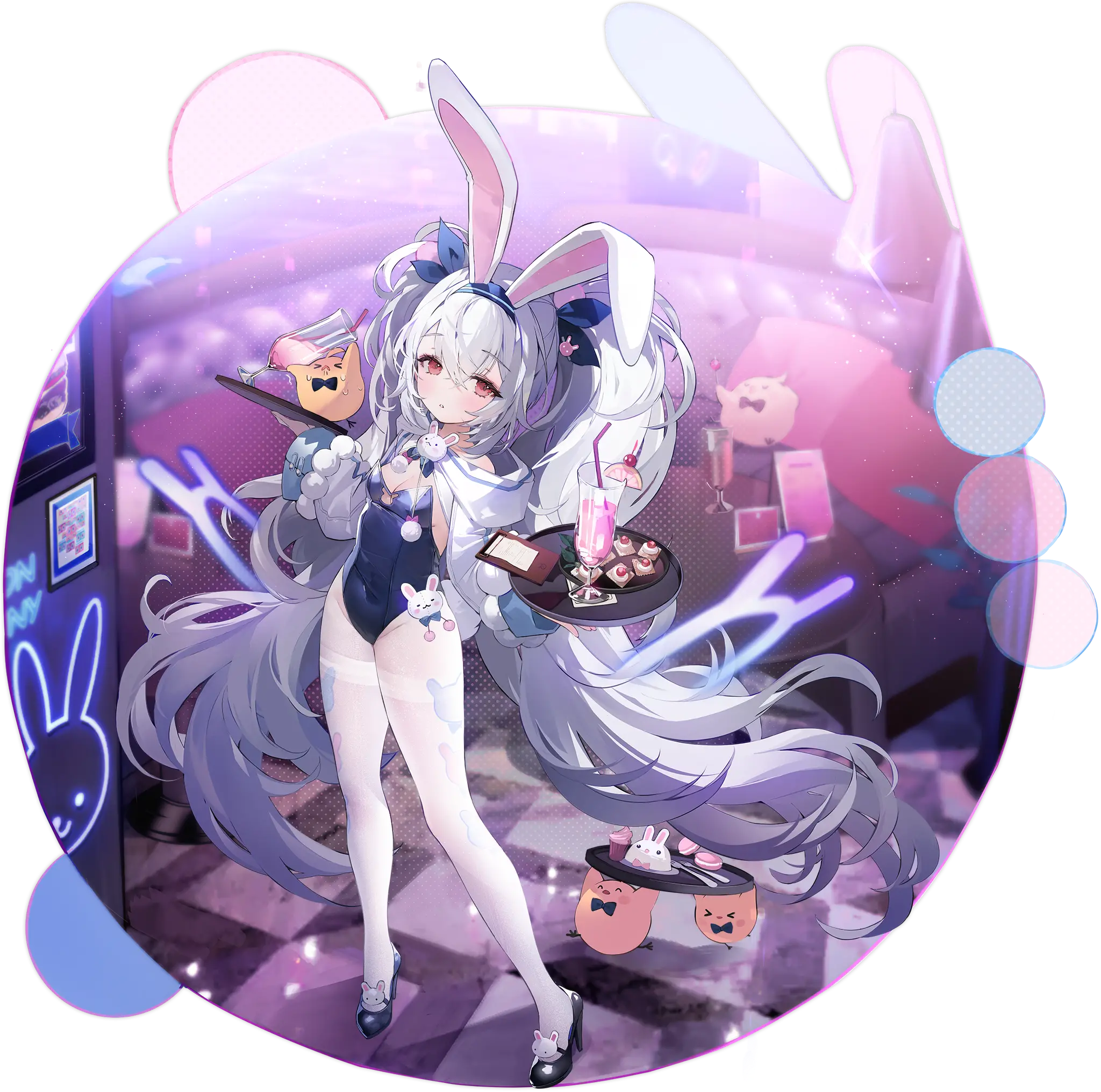 Illustration dessinée par @yumesaki_kaede, représentant le destroyer Ultra Rare (UR) de classe Allen M. Sumner de la faction Eagle Union du jeu Azur Lane, Laffey II dans son skin Sleepy on a Busy Day