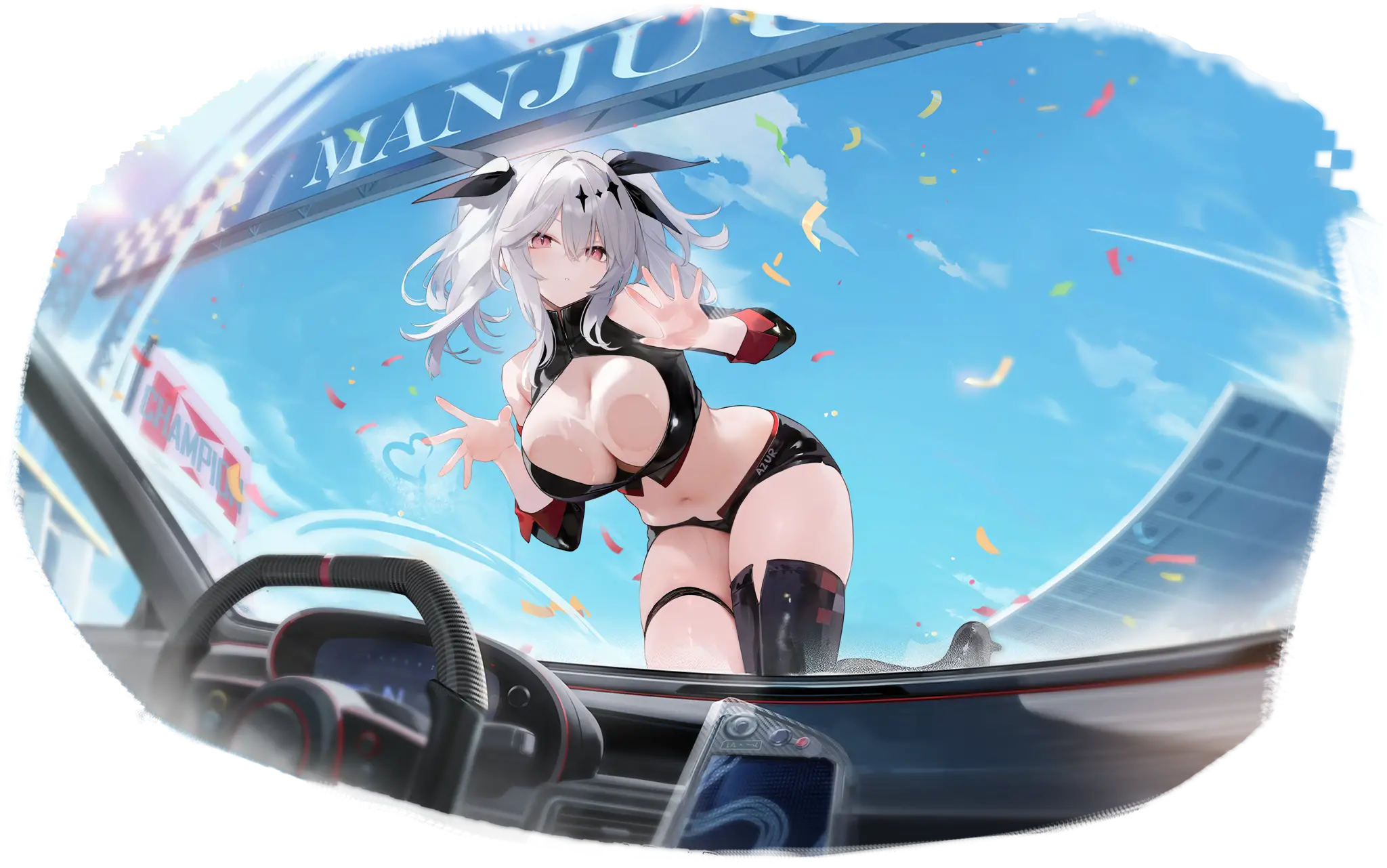 Illustration dessinée par 水乌龟XD, représentant le Porte-avions de la faction Vichya Dominion du jeu Azur Lane, Joffre dans son skin Blessings' First Flight.