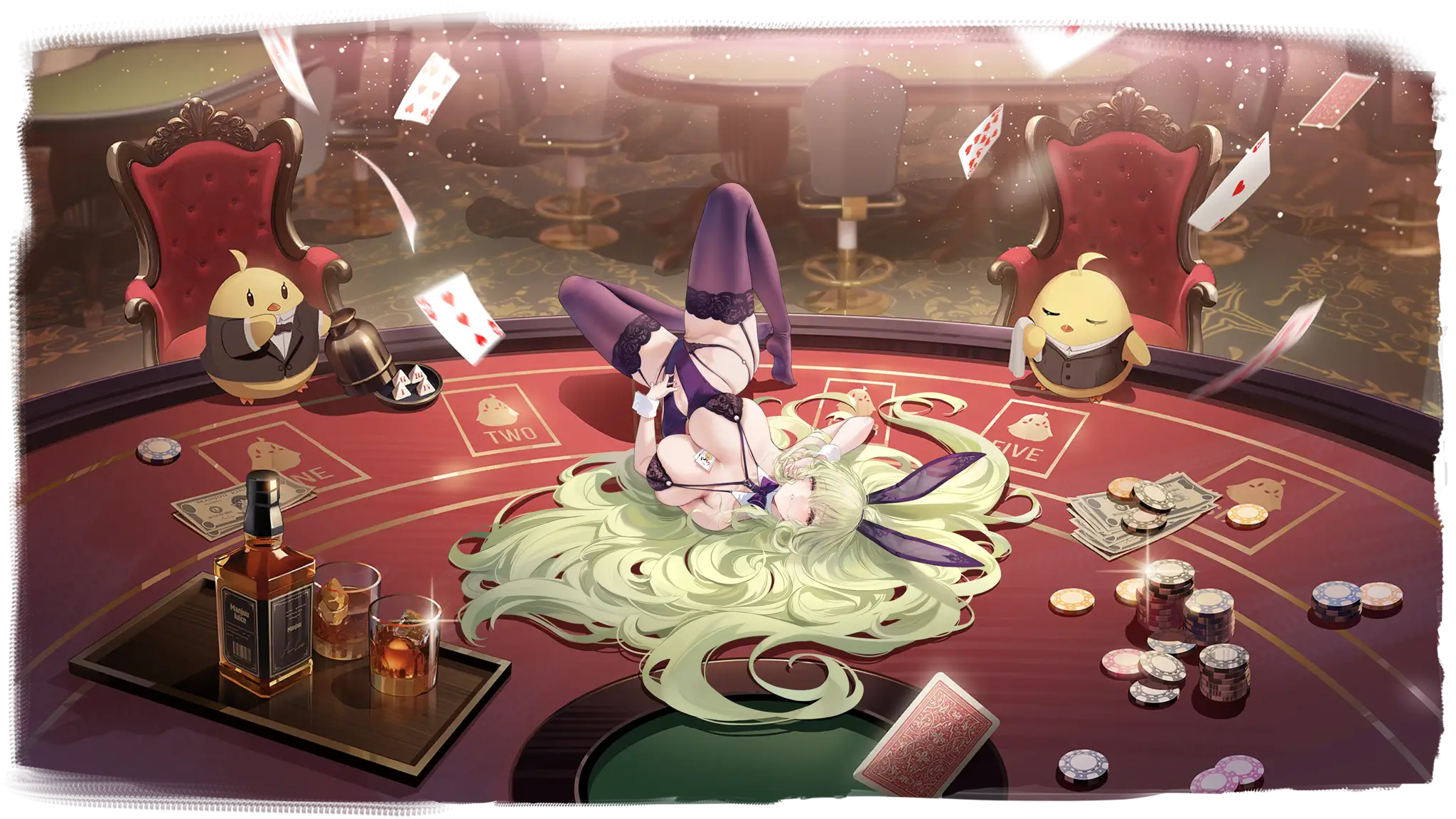 Illustration représentant le Croiseur lourd de la faction Sardegna Empire du jeu Azur Lane, Napoli dans son skin Dreamy Night.