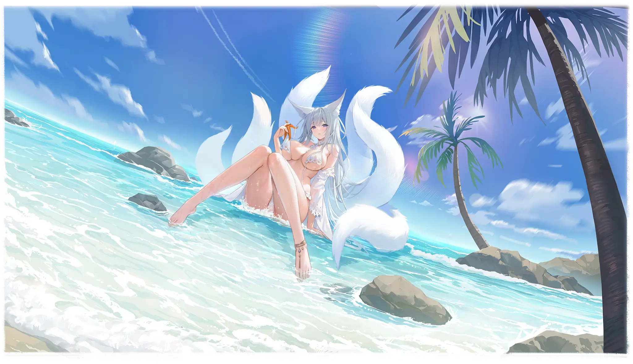 Illustration du skin Dreamy White Sands du personnage Shinano disponible dans le jeu Azur Lane