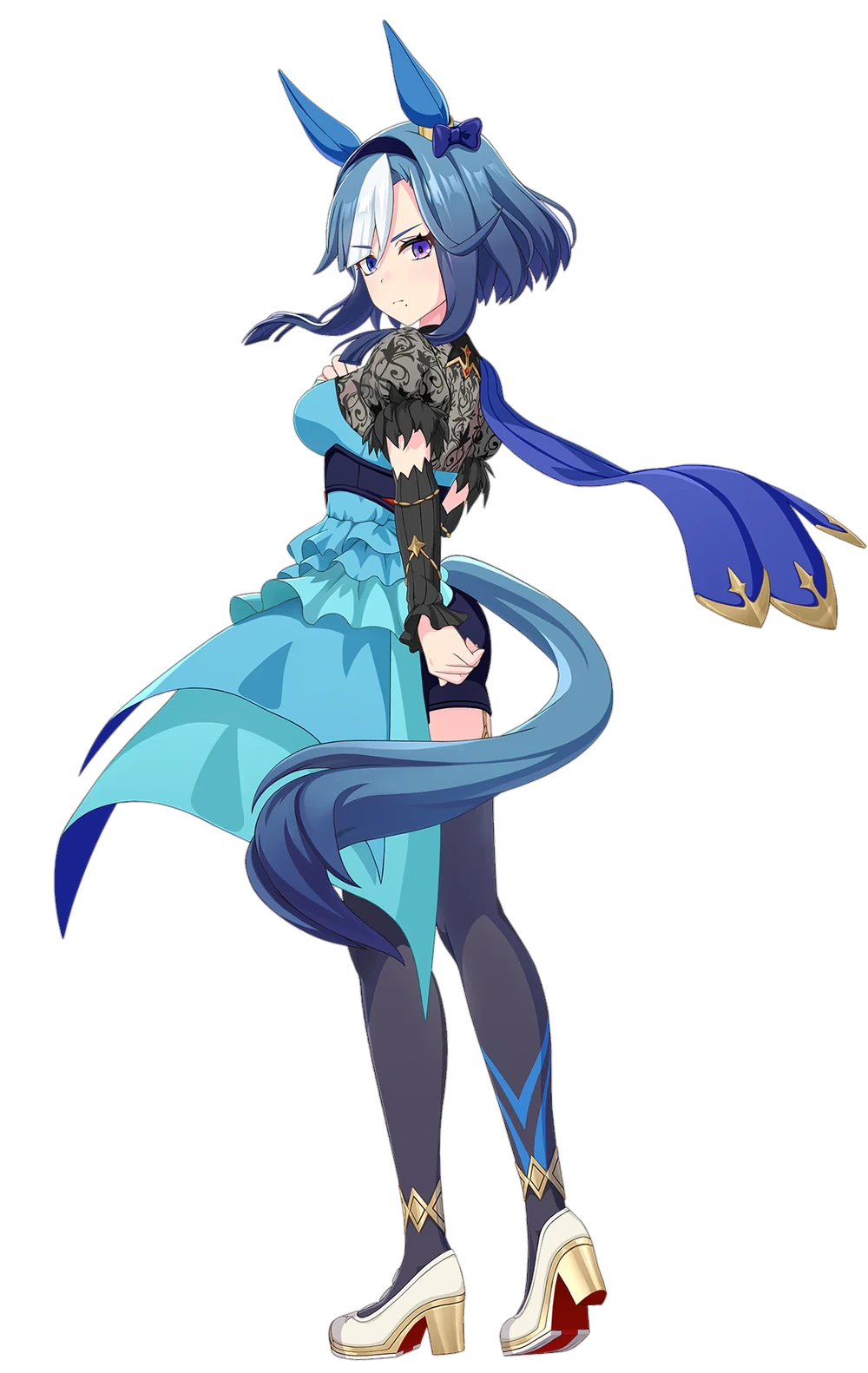 Admire Groove dans Umamusume Pretty Derby, revêtant sa tenue de course "Glacial Queen"