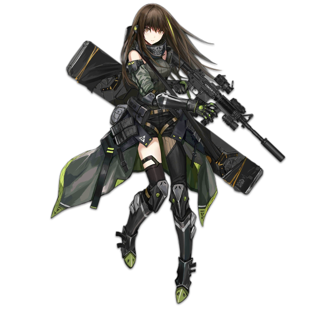 Illustration du skin MOD3 (Digimind Upgrade) de la T-Doll M4A1, dessin&eacute;e par ZAGALA, disponible dans le jeu vid&eacute;o 