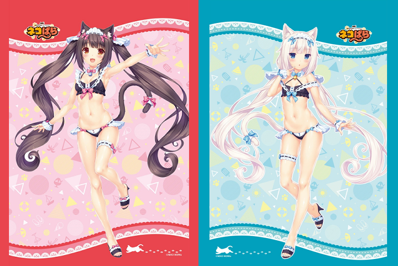 Illustration originale, r&eacute;aliser par Sayori, cr&eacute;atrice de personnages de Nekopara, qui pr&eacute;sente Chocola et Vanilla en maillot de bain de style maid