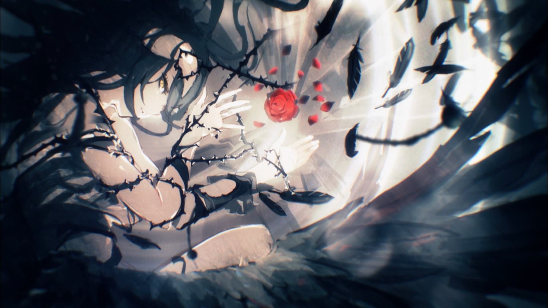 Illustration d'Albedo dessin&eacute;e par So-bin, que l'on peut voir dans le th&egrave;me de fin de la saison deux d'Overlord