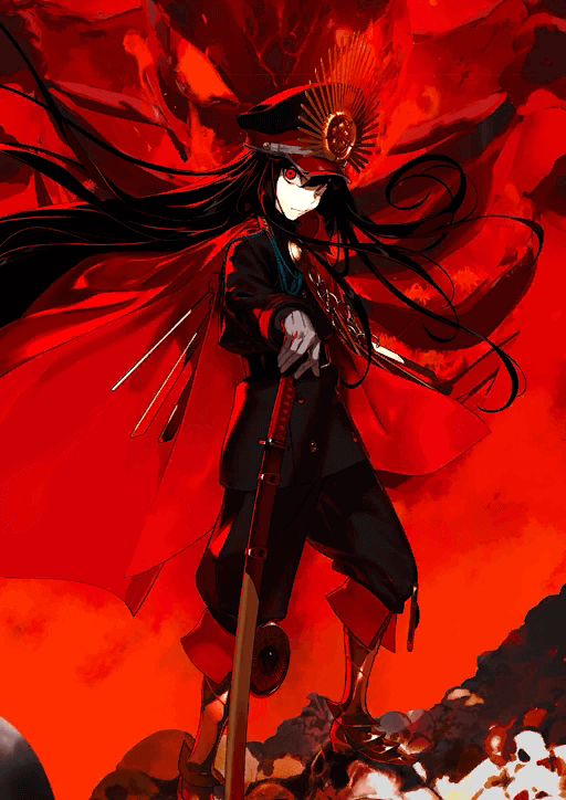 Illustration de la premi&egrave;re ascension de la servante de Classe Avenger : Oda Nobunaga, d&eacute;ssin&eacute;e par Pako et disponible dans le jeu 