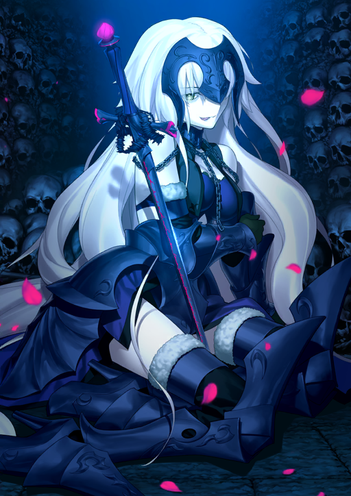 Illustration de la quatri&egrave;me forme de la servante de classe Avenger : Jeanne d'Arc, dessin&eacute;e par Takeuchi Takashi et disponible dans le jeu mobile 