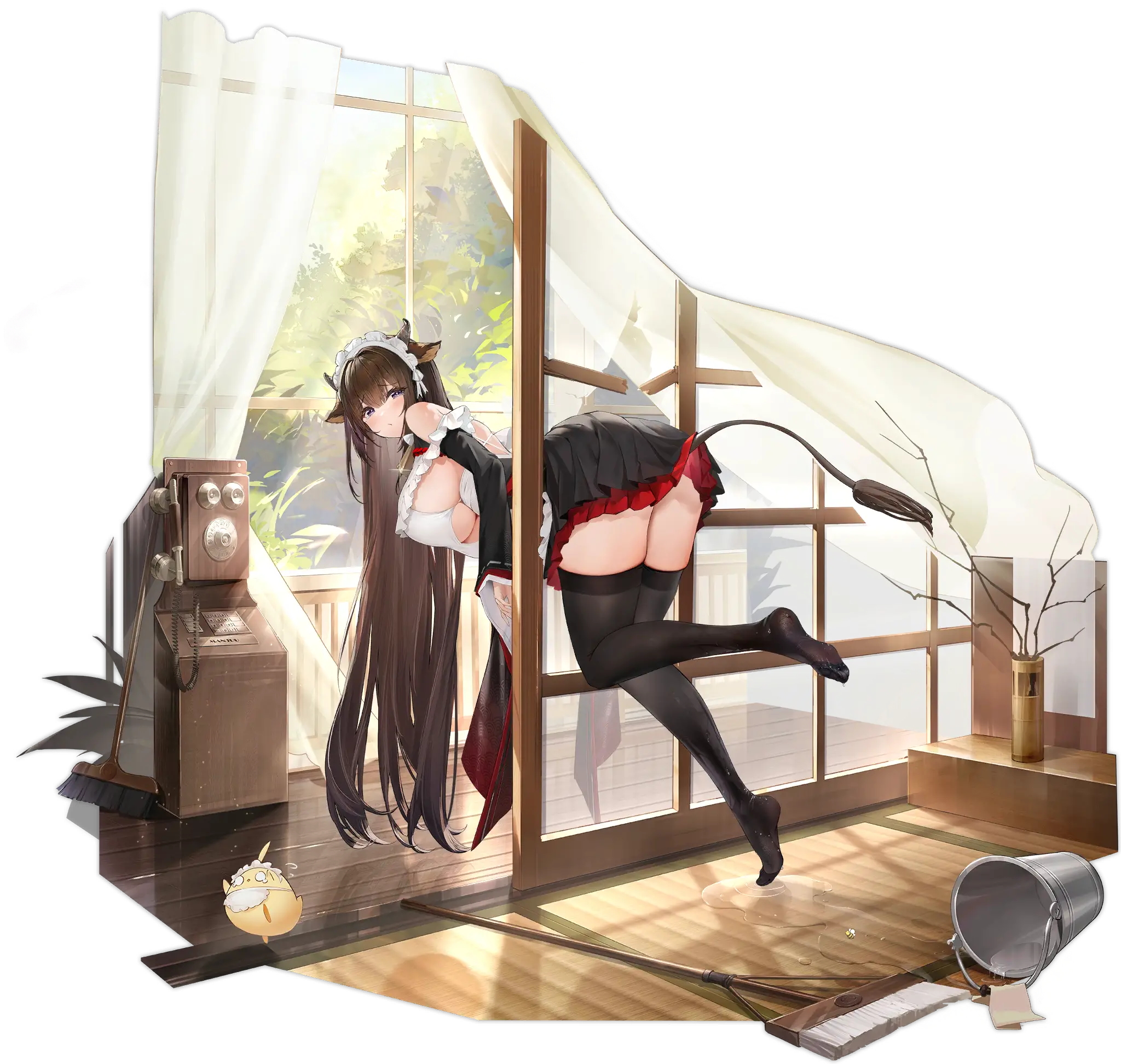 Illustration dessin&eacute;e par 全班最菜嘤嘤嘤(@zelda10010), repr&eacute;sentant le navire de munitions de la faction Sakura Empire du jeu Azur Lane, Kashino dans son skin 