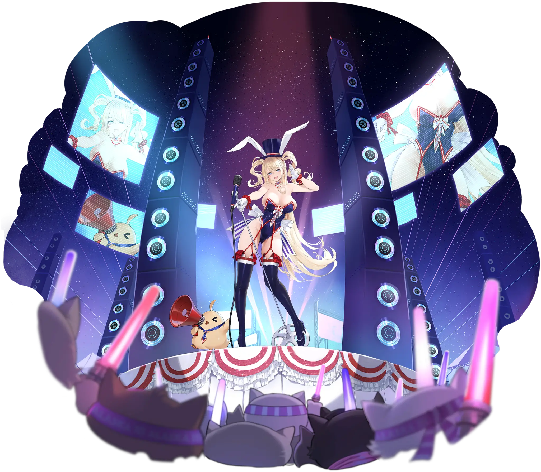 Illustration dessin&eacute;e par Dishwasher1910 (@Dishwasher1910), repr&eacute;sentant le Grand croiseur de classe Alaska de la faction Eagle Union du jeu Azur Lane, Guam dans son skin Stage-Setting Charmer.