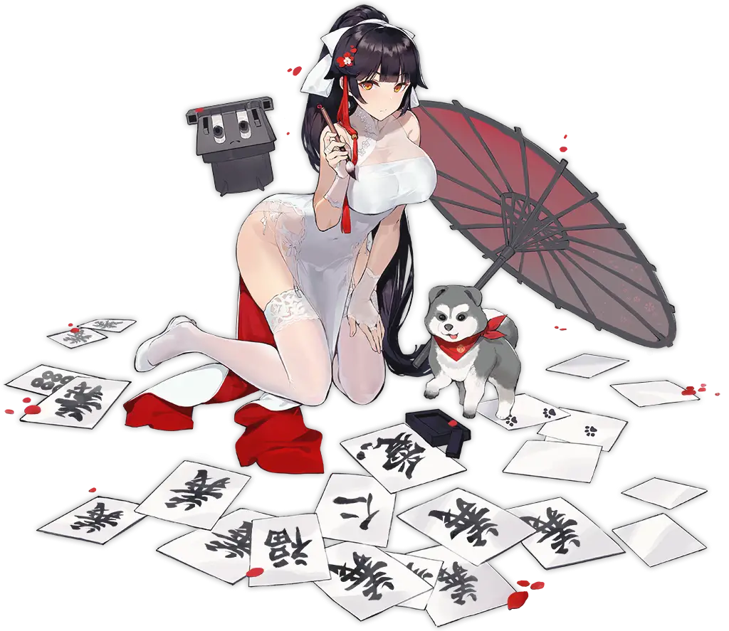 Illustration dessin&eacute;e par Kishiyo, repr&eacute;sentant le Croiseur Lourd de la faction Sakura Empire du jeu 