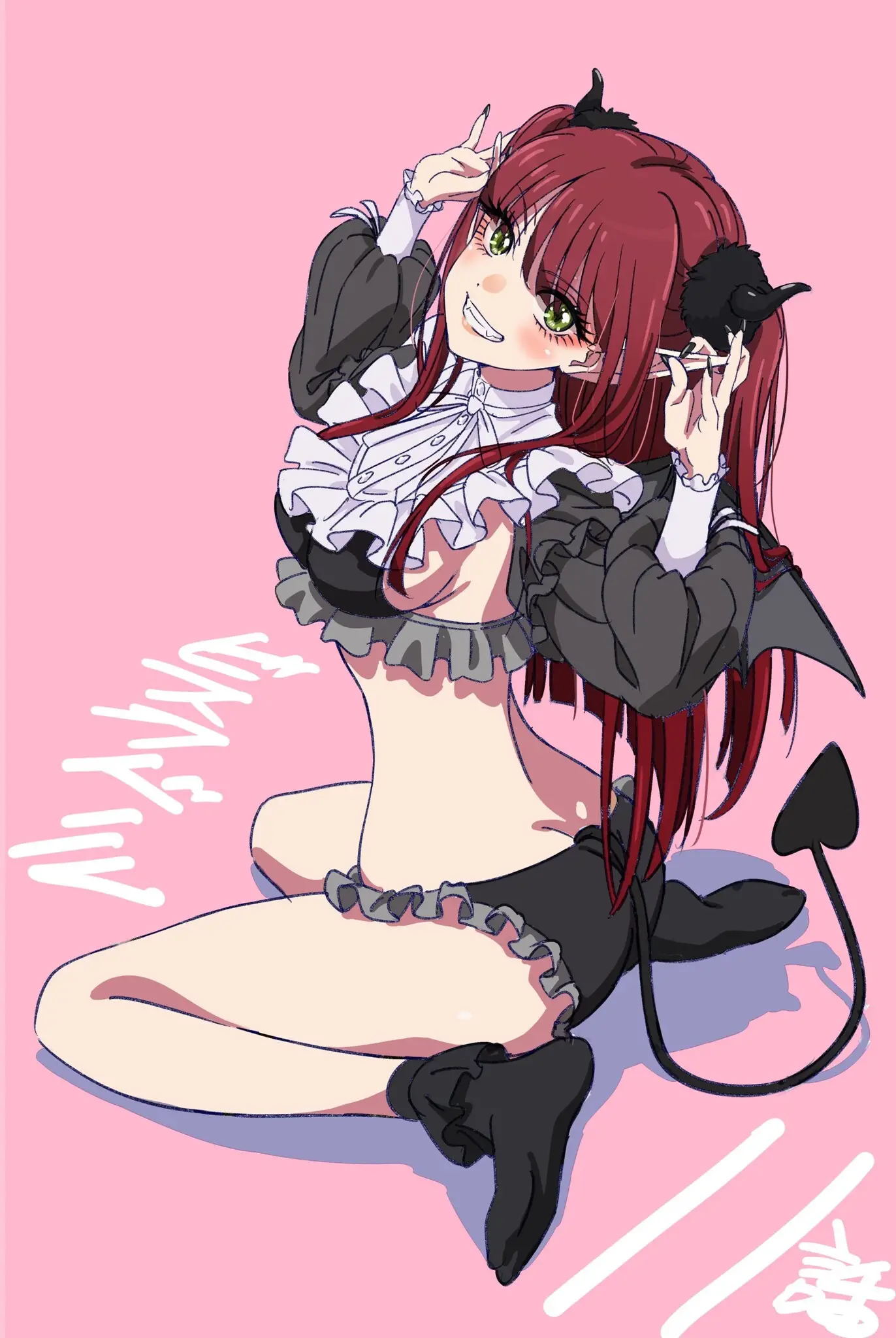 Illustration du directeur de l'animation Yamazaki Jun, pr&eacute;sentant Marin Kitagawa portant son costume de cosplay de Liz, la petite succube figurant dans le manga SuccuProb.