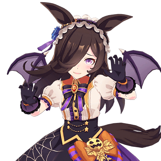 Rice Shower du jeu Uma Musume: Pretty Derby represent&eacute;e avec son skin : Make up Vampire!