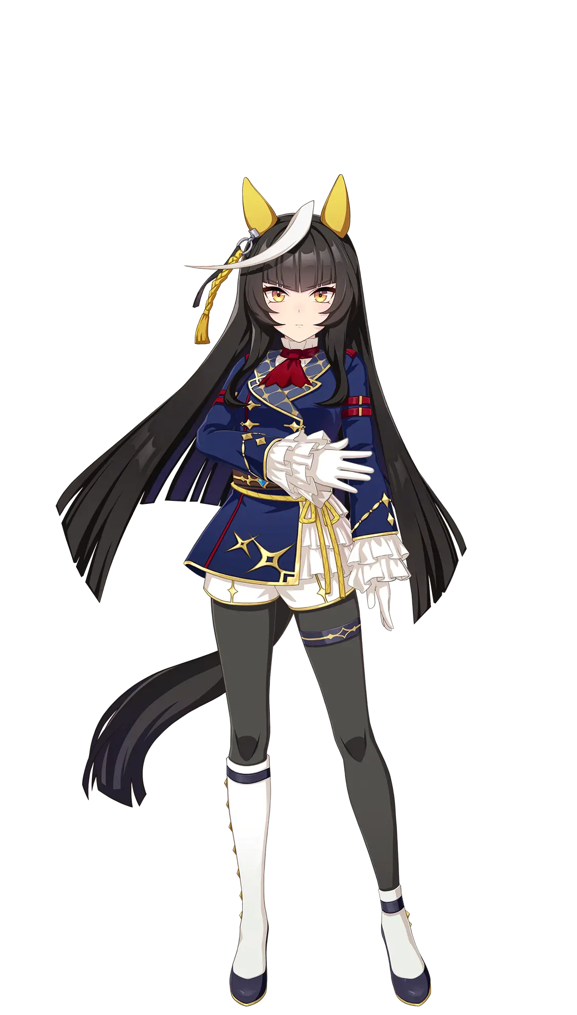 Uma Musume Pretty Derby, illustration de Calstone Light O habill&eacute;e de sa tenue de course One True Path.