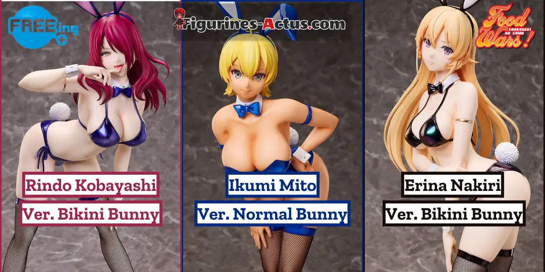 Figurine Food Wars! - Erina Nakiri, Rindo Kobayashi et Ikumi Mito - Ver. Bikini Bunny et Normal Bunny - B-Style - FREEing